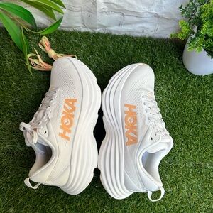 Hoka White and Orange Women's Sneakers